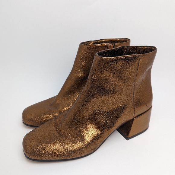 Sole Society Boot Copper Tashia Metallic Ankle Boot Size 7.5M Square Toe - Picture 6 of 16